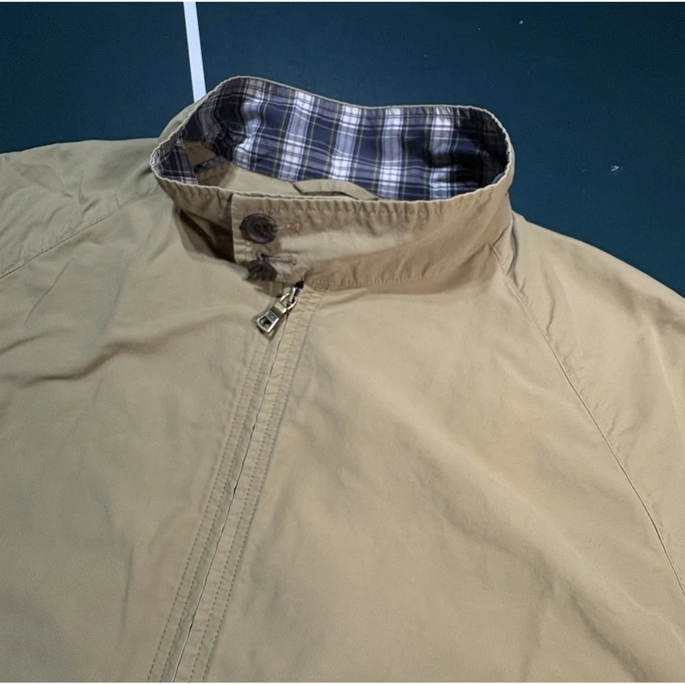 Vintage Ralph Lauren Polo Trench Coat Jacket Mens XL Beige Plaid‎ Collar 90s
